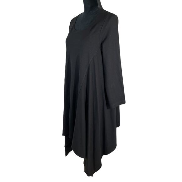 Bryn Walker Lagenlook Black Tunic Blouse Asymmetrical Hem Long Sleeve Size Small - Picture 4 of 7